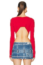 JACQUEMUS La Maille Pralu Top in Red, view 3, click to view large image.