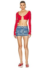 JACQUEMUS La Maille Pralu Top in Red, view 4, click to view large image.