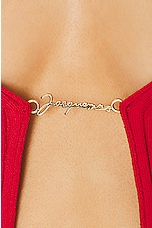 JACQUEMUS La Maille Pralu Top in Red, view 5, click to view large image.