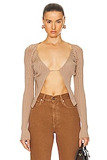 JACQUEMUS La Maille Pralu Longue Top in Light Brown 2, view 1, click to view large image.