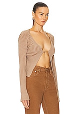 JACQUEMUS La Maille Pralu Longue Top in Light Brown 2, view 2, click to view large image.
