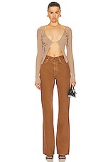 JACQUEMUS La Maille Pralu Longue Top in Light Brown 2, view 4, click to view large image.
