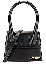 JACQUEMUS Le Chiquito Moyen Bag in Black, view 3, click to view large image.