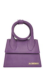 JACQUEMUS Le Chiquito Noeud Bag in Purple, view 3, click to view large image.