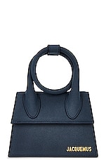 JACQUEMUS Le Chiquito Noeud Bag in Dark Navy, view 3, click to view large image.
