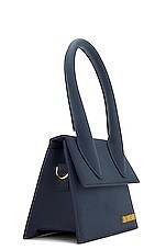 JACQUEMUS Le Chiquito Moyen Bag in Dark Navy, view 4, click to view large image.
