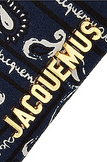 JACQUEMUS Le Bisou Bandana Bag in Print Navy Paisley, view 7, click to view large image.