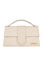 JACQUEMUS Le Grand Bambino Bag in Light Greige, view 3, click to view large image.