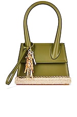 JACQUEMUS Le Chiquito Moyen Cordao Bag in Khaki, view 3, click to view large image.