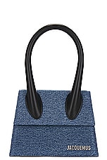 JACQUEMUS Le Chiquito Moyen in Blue, view 3, click to view large image.