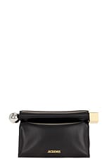 JACQUEMUS La Pochette Rond Carre Bag in Black, view 1, click to view large image.