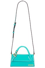 JACQUEMUS Le Chiquito Long Boucle Bag in Turquoise, view 1, click to view large image.