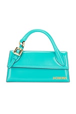 JACQUEMUS Le Chiquito Long Boucle Bag in Turquoise, view 3, click to view large image.