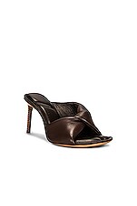 JACQUEMUS Les Mules Bagnu in Brown, view 2, click to view large image.