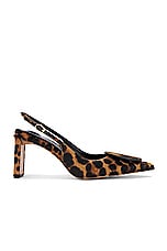 JACQUEMUS Les Slingbacks Duelo Haut in Print Leopard Brown, view 2, click to view large image.