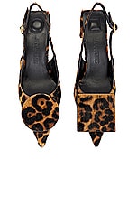 JACQUEMUS Les Slingbacks Duelo Haut in Print Leopard Brown, view 4, click to view large image.