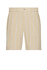 SIMKHAI Sebastian Yarn Dye Stripe Shorts in Khaki, view 1, click to view large image.