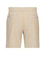 SIMKHAI Sebastian Yarn Dye Stripe Shorts in Khaki, view 2, click to view large image.