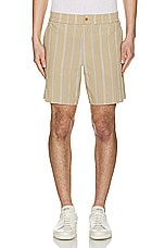 SIMKHAI Sebastian Yarn Dye Stripe Shorts in Khaki, view 3, click to view large image.