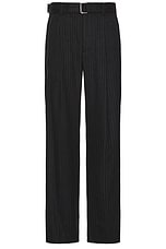 SIMKHAI Elvis Pleated Pull On Trouser in Charcoal Pinstripe, view 1, click to view large image.