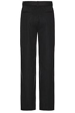 SIMKHAI Elvis Pleated Pull On Trouser in Charcoal Pinstripe, view 2, click to view large image.