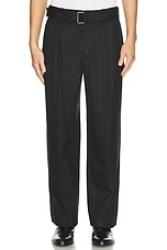 SIMKHAI Elvis Pleated Pull On Trouser in Charcoal Pinstripe, view 4, click to view large image.