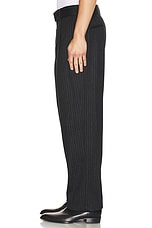 SIMKHAI Elvis Pleated Pull On Trouser in Charcoal Pinstripe, view 5, click to view large image.