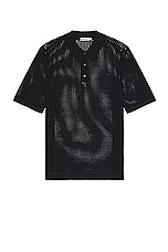SIMKHAI Jeremiah Short Sleeve Polo in Black, view 1, click to view large image.