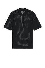 SIMKHAI Jeremiah Short Sleeve Polo in Black, view 2, click to view large image.