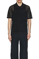 SIMKHAI Jeremiah Short Sleeve Polo in Black, view 3, click to view large image.