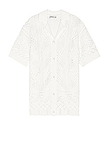 SIMKHAI Arthur Short Sleeve Button Down in White, view 1, click to view large image.