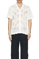 SIMKHAI Arthur Short Sleeve Button Down in White, view 3, click to view large image.