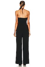 SIMKHAI Gala Plisse Cut Out Jumpsuit in Black, view 3, click to view large image.