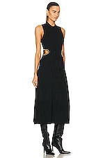 SIMKHAI Tommi Cut Out Mock Neck Midi Dress in Black, view 2, click to view large image.