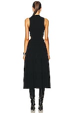 SIMKHAI Tommi Cut Out Mock Neck Midi Dress in Black, view 3, click to view large image.