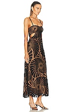 SIMKHAI Jamie Fossil Guipure Combo Midi Dress in Black, view 3, click to view large image.