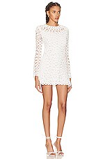SIMKHAI Mccall Cage Crochet Embroidery Mini Dress in White, view 2, click to view large image.