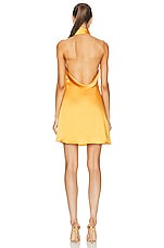 SIMKHAI Jade Draped Scarf Mini Dress in Goldenrod, view 4, click to view large image.