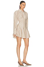 SIMKHAI Felicity Mini Shirt Dress in Natural White Multi, view 2, click to view large image.