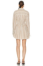 SIMKHAI Felicity Mini Shirt Dress in Natural White Multi, view 3, click to view large image.
