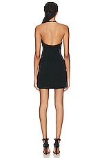 SIMKHAI Luminita Wrap Front Mini Dress in Black, view 3, click to view large image.