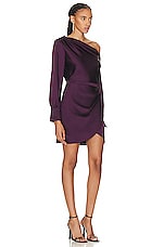 SIMKHAI Cameron One Shoulder Dress in Plum, view 2, click to view large image.