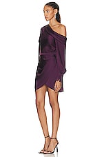 SIMKHAI Cameron One Shoulder Dress in Plum, view 3, click to view large image.