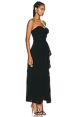 SIMKHAI Keelan Strapless Bustier Midi Dress in Black, view 2, click to view large image.