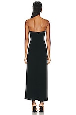 SIMKHAI Keelan Strapless Bustier Midi Dress in Black, view 4, click to view large image.