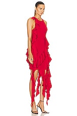 SIMKHAI Wilda Cascade Ruffle Dress in Carmine, view 2, click to view large image.