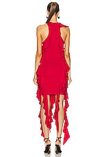 SIMKHAI Wilda Cascade Ruffle Dress in Carmine, view 4, click to view large image.