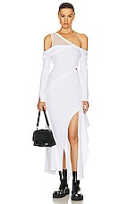 SIMKHAI Tinsley Buttoned Gown in Optic White, view 1, click to view large image.