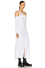 SIMKHAI Tinsley Buttoned Gown in Optic White, view 3, click to view large image.