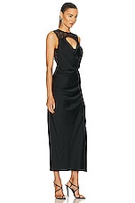 SIMKHAI Vea Lace Trim Open Back Gown in Black, view 2, click to view large image.